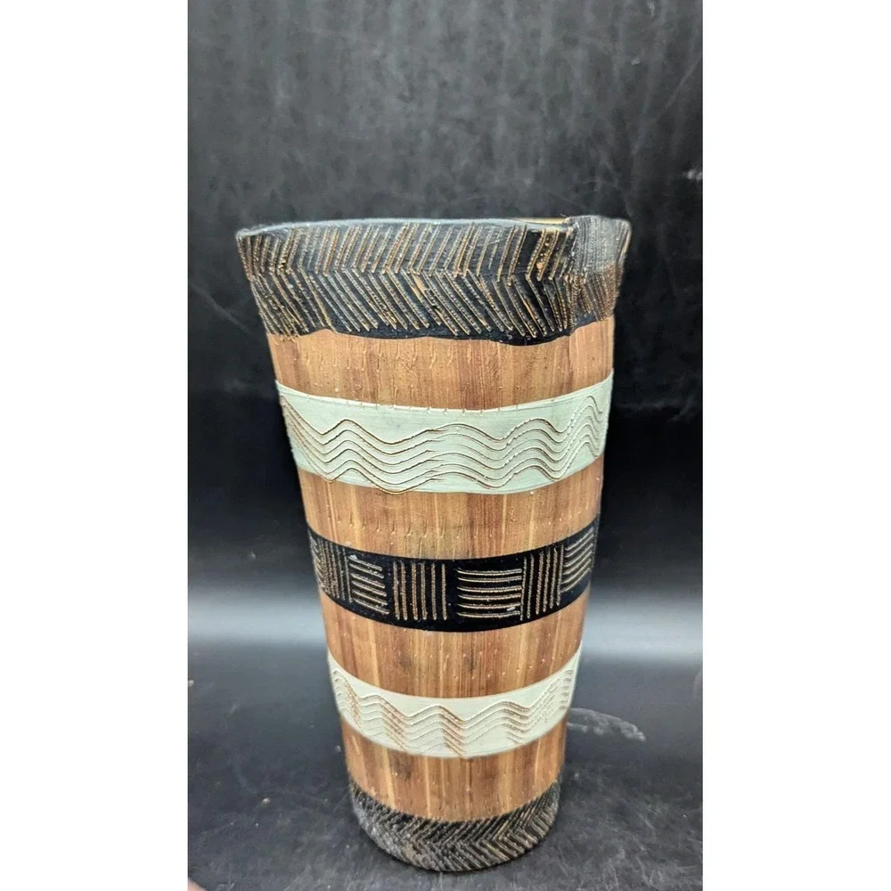 Vintage Redware Italian Pottery Ceramic Vase Mid Century Brown Decor 8.75